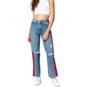 CARMAR 100% cotton straight jeans. Red stripe down the side. Awesome jeans! S 26
